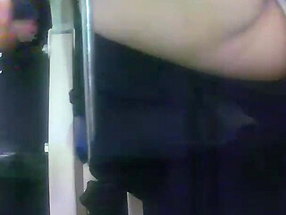 G-string Wedgie Into Her Puffy Pussy Lips - Oiled Camel Toe Close-up While She Plays with My Cock