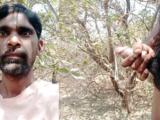 Rajesh Playboy 993 outdoor masturbation big cock and cumming in the jungle. Outside handjob