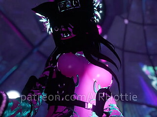 Hottie shows off her perfect body in a VRChat rave strip lap dance