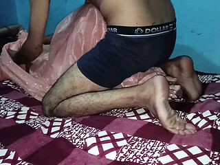 Picking up the saree and hitting the sister-in-law's pussy