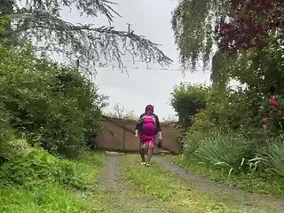 Dressed in a little fuchsia dress for an evening