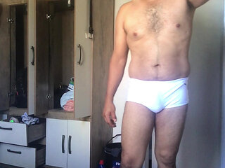 Trying Out New Swim Trunks and Boots. Exercises and Stretches.