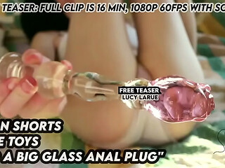 &quot_Jean Shorts Rose Toys and a Big Glass Anal Plug&quot_