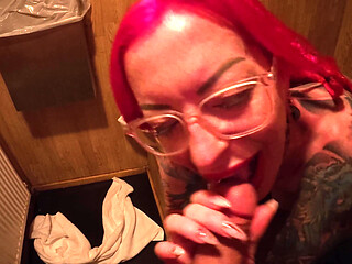 Nudist Sauna British Punk Pink Hair Slut Piggy Mouth Fucked in Nudist Spa
