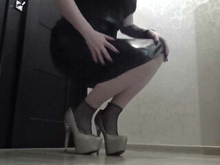 Walking in high heels and socks