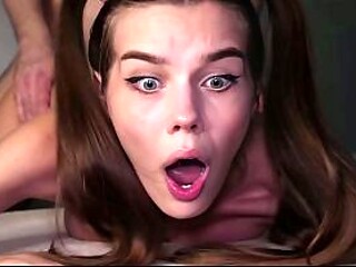 Petite girlfriend gives a deepthroat blowjob before getting fucked