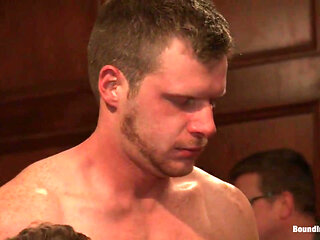 Sexy Stud Gets Shocked, Suspended, and Gang Fucked on the Upper Floor