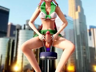 Juicy shemale chick rides a vibrator out in the open