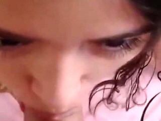 A Petite Girlfriend Gives a Footjob and a Blowjob