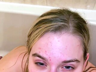 Blonde amateur blowjob POV in public