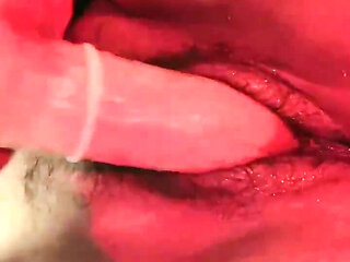 Teen playing dildo on the bed