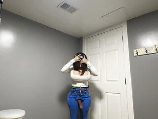 Hot trans CD in sexy tight jeans. Huge ass big cock and tits
