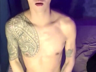 Filipino Inked Horny Twink Teasing and Masturbating Until He Cums