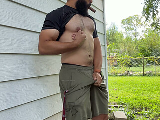 Bearded Muscle Cub Cigar Cum Outdoors