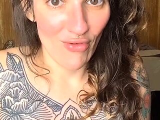 Amateur busty brunette masturbates and does hand job