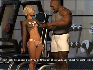My Hotwife - Gameplay - Roleplay - Wife Sucks Gym Trainer Big Black Cock Infront of Whole Gym