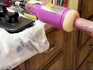 Amateur solo slut rides anal stroker and cums in POV