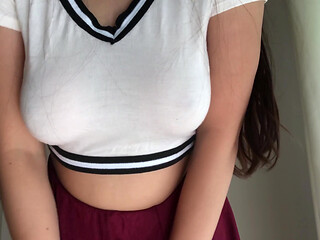 Otaku Girl Doing a Turkish Wearing Dildo, Busty White Girl Big Tits Swollen Weights