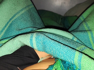 A wife with huge breasts masturbates in bed with her brother-in-law listening in the other room.