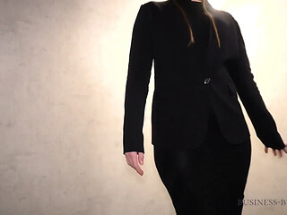 Beauty in little black dress dick riding
