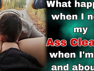 Blonde Domina Makes Slave Clean Her Ass Outside Car