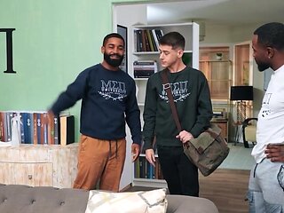 Black hunk catches Joey Mills while he is masturbating