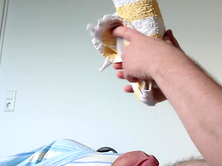 Small Cock Having Fun with the Towel