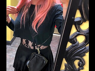 Hot Crossdresser in Public Bathroom