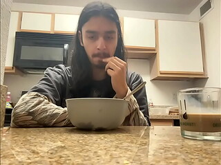 cute dude gets fucked by depression as he eats a terrible meal