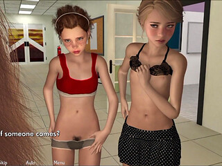 Four Lesbian 18 Plus Teen Fucks Each Other in the Village Hallway and Got Caught by the Teacher!