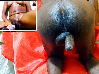 Experiencing new masturbation style while watching porn on tv. My hot cock felt it till I got CUM, wet and hot pussy!