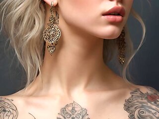 Artistic Nude of a Beautiful Young Woman with Living Tattoos Whispering in Forgotten Tongues Surreal Ai Slideshow