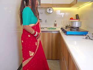 After Suhagrat- newly married Pinki bhabhi stripping saree in bathroom, she fucked hard and got cum in Pussy with Hindi Audio.
