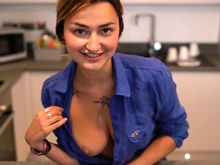 Voluptuous UK model Selene leaves a dirty gift with her natural big tits