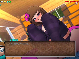 Hornycraft Minecraft Parody - Jenny Gives Steve a Hot Footjob for a Diamond! (hentai Game Gameplay)