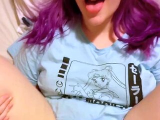 Violet lovely amateur redhead woman toying