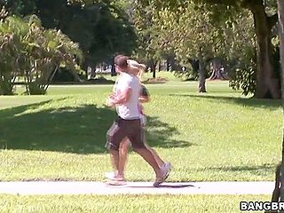 Cute amateur blonde Anamarie gets pulled over in the park