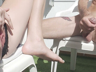 I Cum on My Step Daddy's Face Outside on the Balcony on Holiday