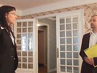 Sexy French Secretary Takes A Large Dick In Her Ass And Cunt