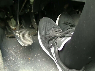 Sensual Pedal Pumping in Black Sneakers