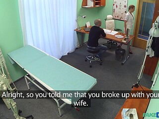 Hot nurse seduces old college prof for a hard office fuck