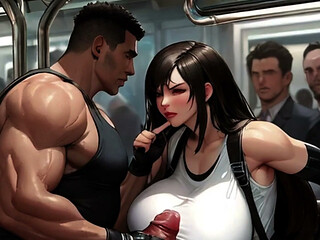 Tifa Gets Tittyfucked on the Midgar Train
