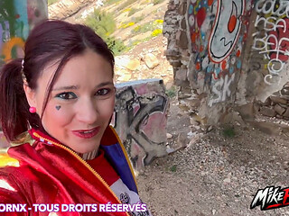 Urbex She Gets Fucked and Covered in Cum in Harley Quinn