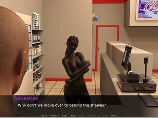 ATM Adventures- 5 - Gameplay - Roleplay - Ebony Shop Clerk with Anal Plug, Pissing While Fucking