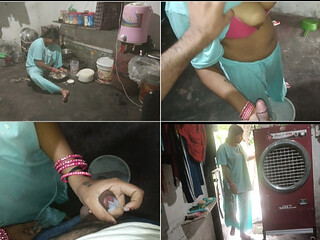 In the kitchen, water was taken out of penis, showing big boobs and Hindi audio best handjob.