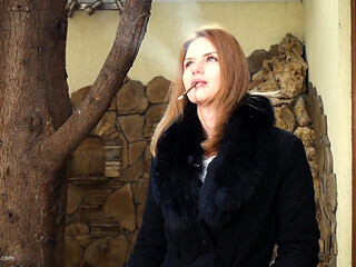 Anastasia Is Smoking 120mm Cigarette Outside