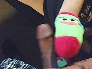 #2 Sockjob Sock Footjob - Chip Sock Job - Cartoon Sock Handjob Cum