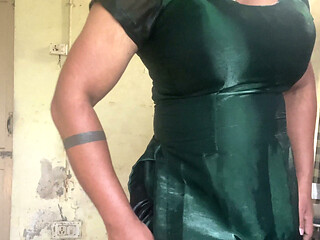big tits shiny silky satin suit salwar cross dresser indian bhabhi
