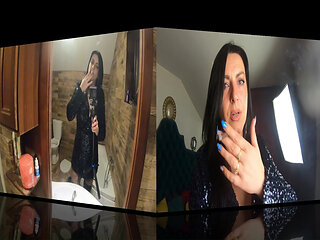 Smoking Pee Play in Shiny Outfit. Bathroom Fetish and Messy Wet Fun