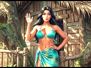 Jungle girl, loud moaning orgasm, jungle